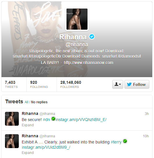 Rihanna Twitter Profile resized 600