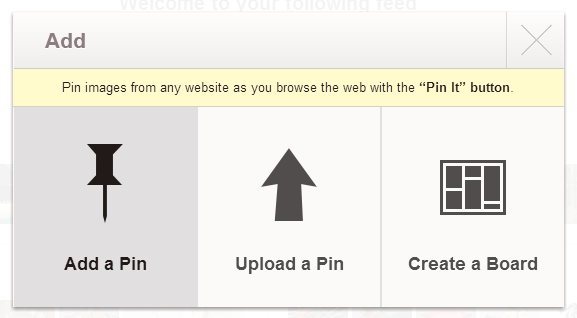 Pinterest add pin follow screen
